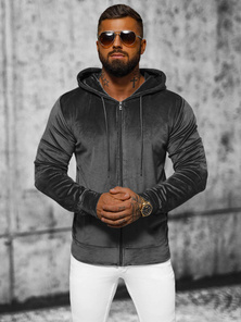 Sweatshirt homme en velours gris foncé OZONEE JS/8B1168/6