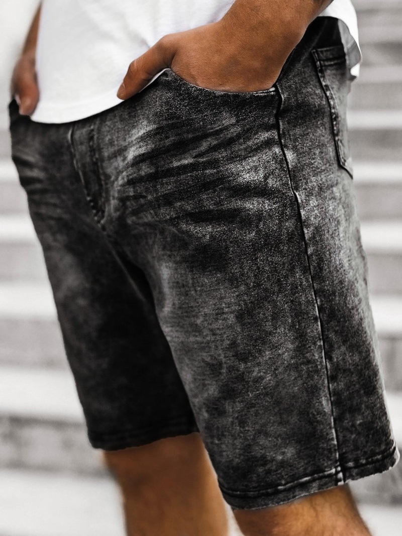 Short en jean Noir OZONEE JS/KK1070/2