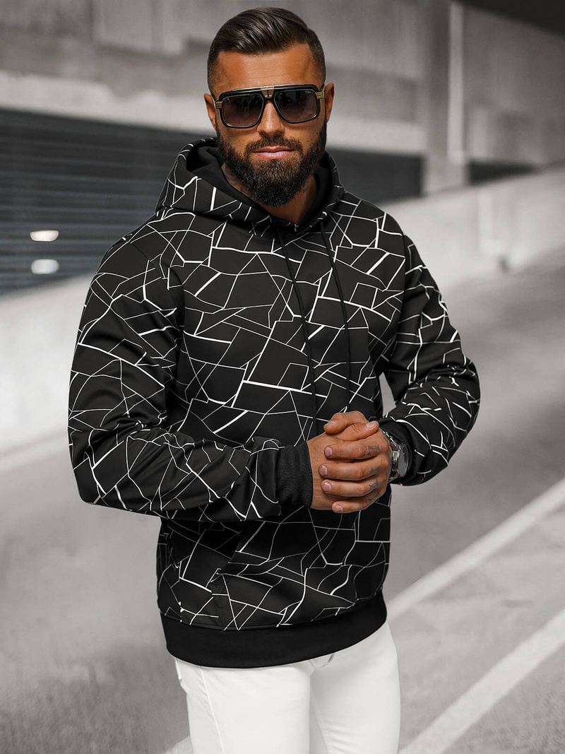 Sweatshirt à capuche homme noir OZONEE JS/8B1235/3