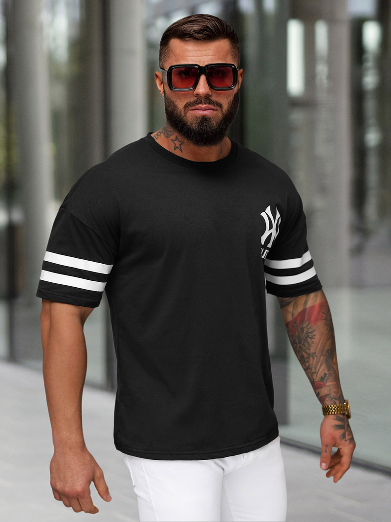 T-shirt Homme Noir OZONEE JS/8B1372/3