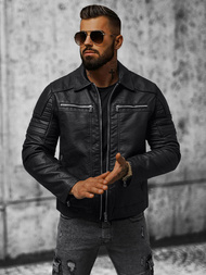 Veste en cuir homme Noir OZONEE JS/11Z8013Z