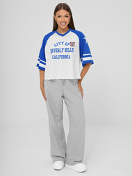 T-shirt femme blanc et bleu OZONEE JS/R62493