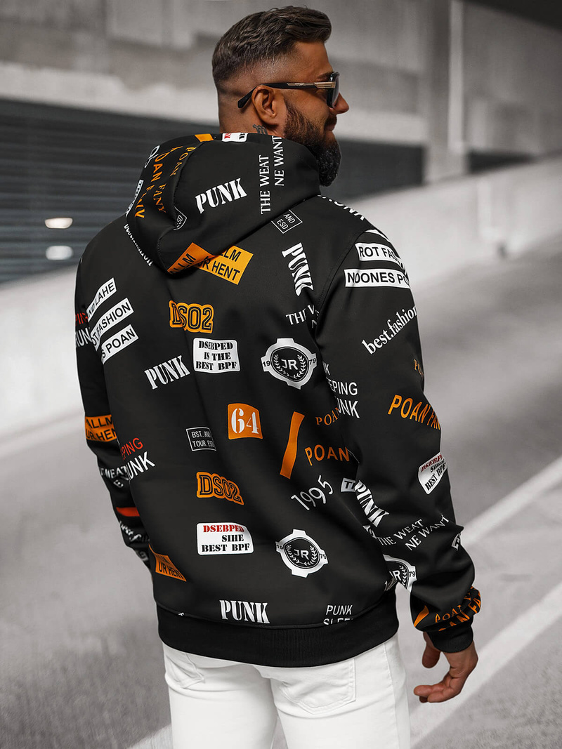 Sweatshirt à capuche homme noir OZONEE JS/8B1250/3