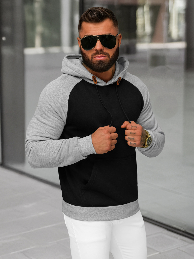 Sweatshirt à capuche homme noir OZONEE JS/8B157/3B