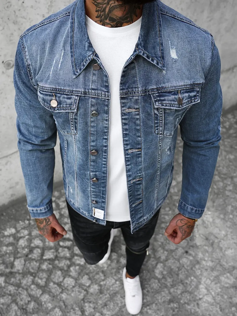 Veste en jean Homme bleu OZONEE NB/MJ500BZ