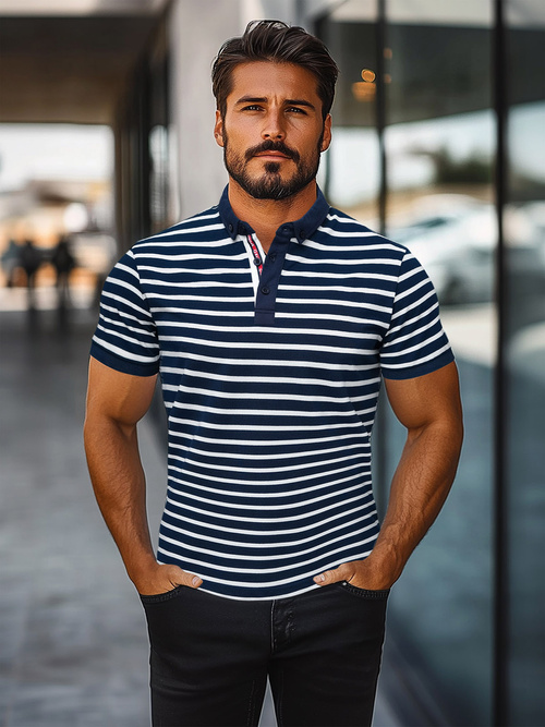 Polo Homme Bleu Foncé OZONEE O/PA6636