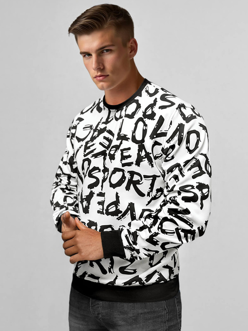 Sweatshirt Homme Blanc OZONEE JS/8B1191/1