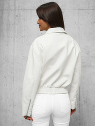 Veste en cuir femme blanc OZONEE O/G116Z