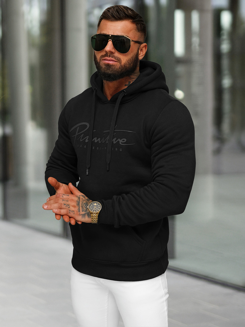 Sweatshirt à capuche homme noir OZONEE JS/8B1352/3
