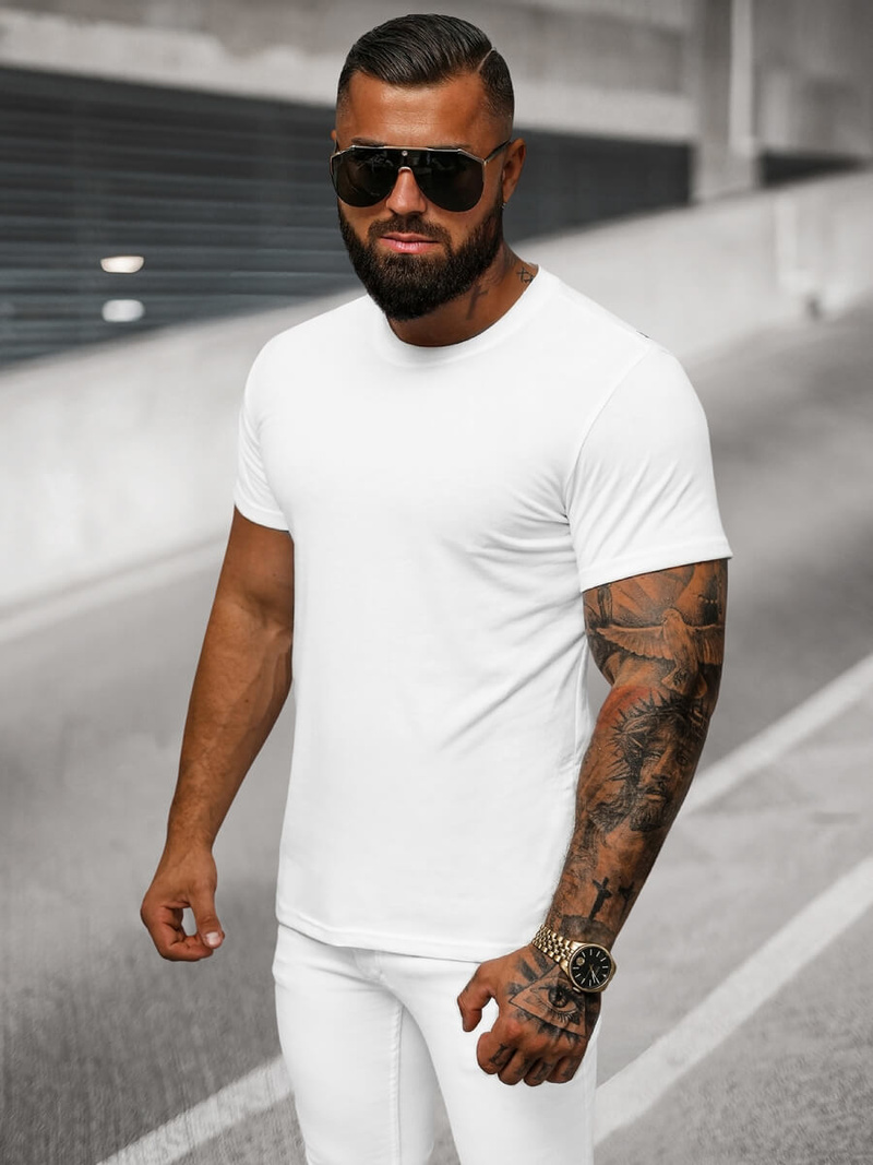 T-shirt Homme Blanc OZONEE O/T1277/1