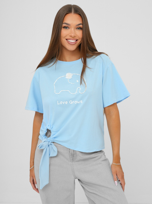 T-shirt femme bleu clair OZONEE JS/RJ77247