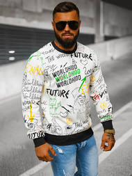 Sweatshirt Homme Blanc OZONEE JS/8B1228/1