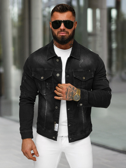 Veste en Jean Homme Noir OZONEE NB/MJ514N