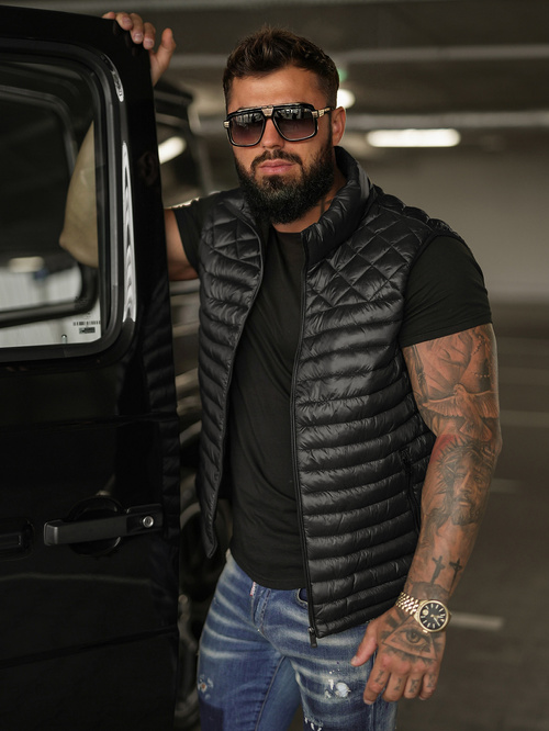 Veste sans manches homme noir OZONEE JS/16M9333/392BZ