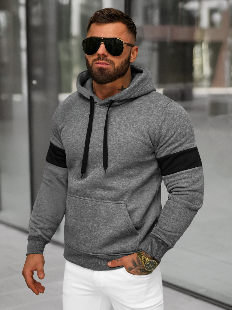 Sweatshirt à capuche homme gris foncé OZONEE JS/8B1321/5