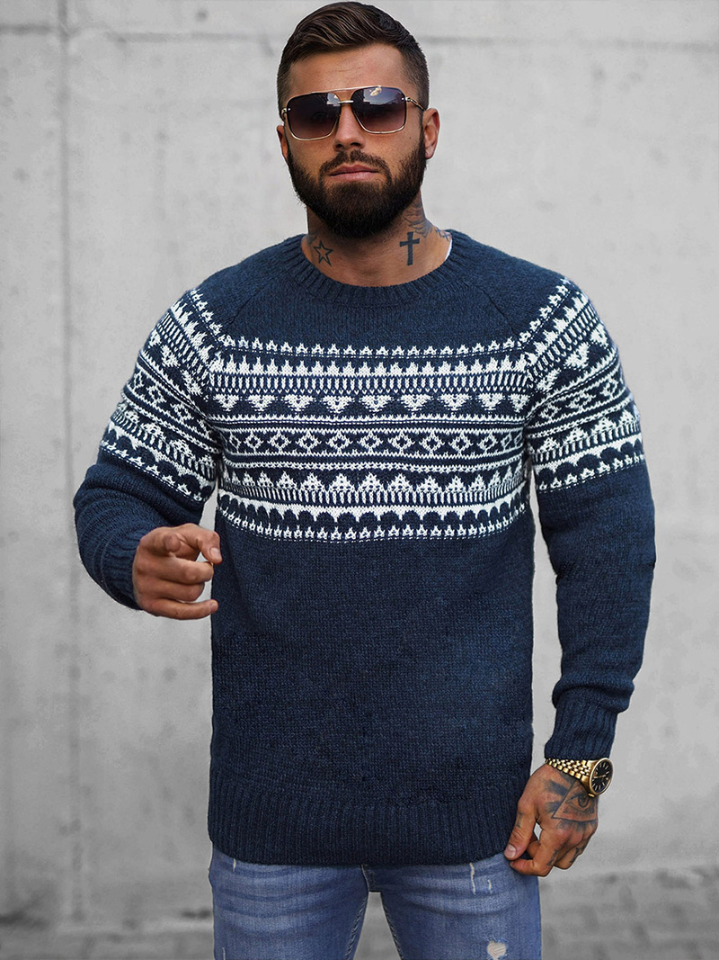 Pullover Homme Bleu Foncé OZONEE O/H9300