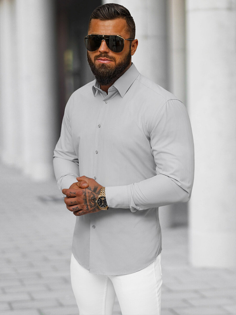 Chemise Homme Gris OZONEE O/V118