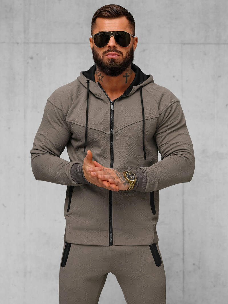 Survêtement homme beige et gris OZONEE O/FF3705AB
