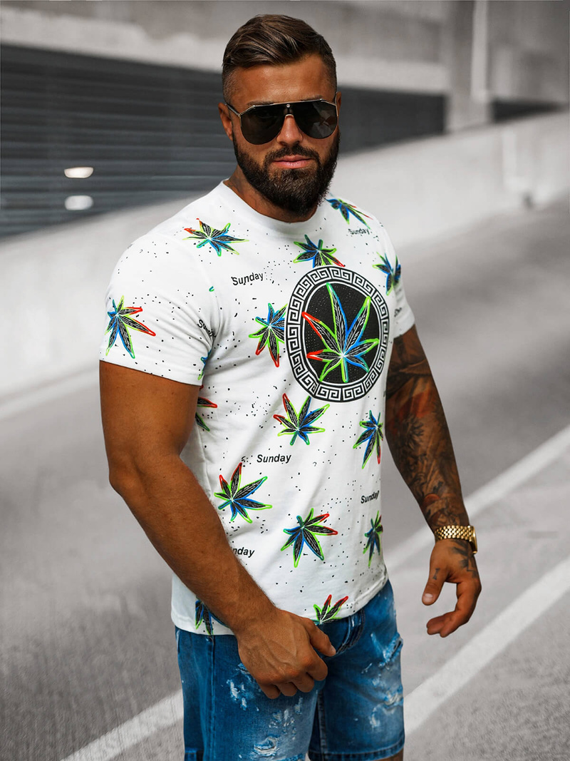 T-shirt Homme Blanc OZONEE O/T136/1