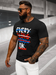 T-shirt Homme Noir OZONEE O/8T1266/3