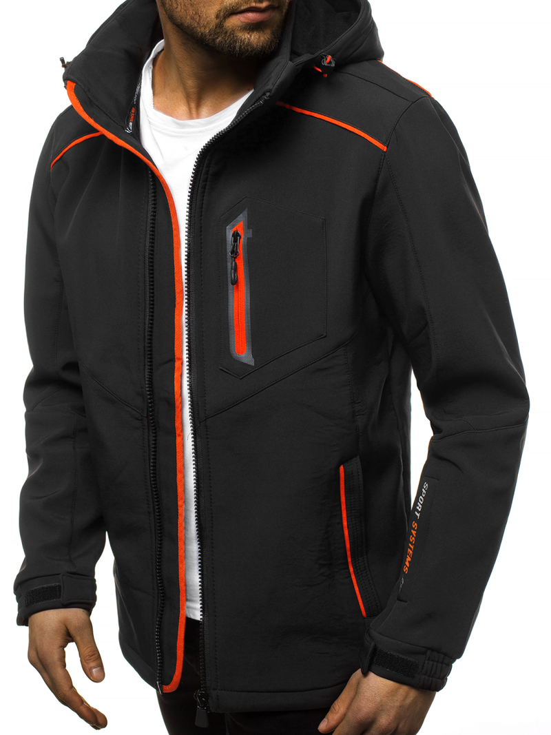 Veste Homme noir et orange OZONEE GE/12259