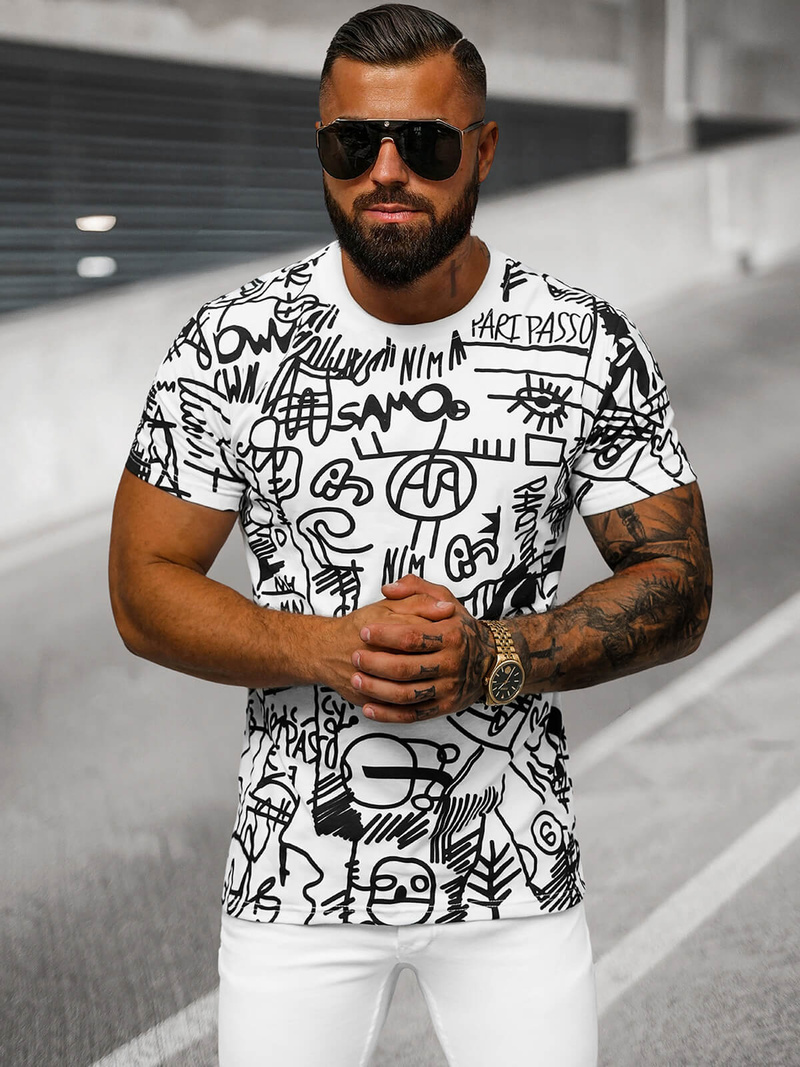 T-shirt Homme Blanc OZONEE O/T1269/1