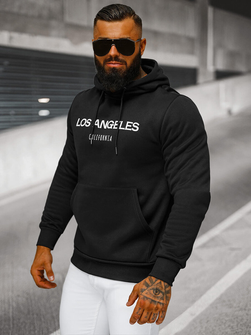 Sweatshirt à capuche homme noir OZONEE JS/27B6507/3