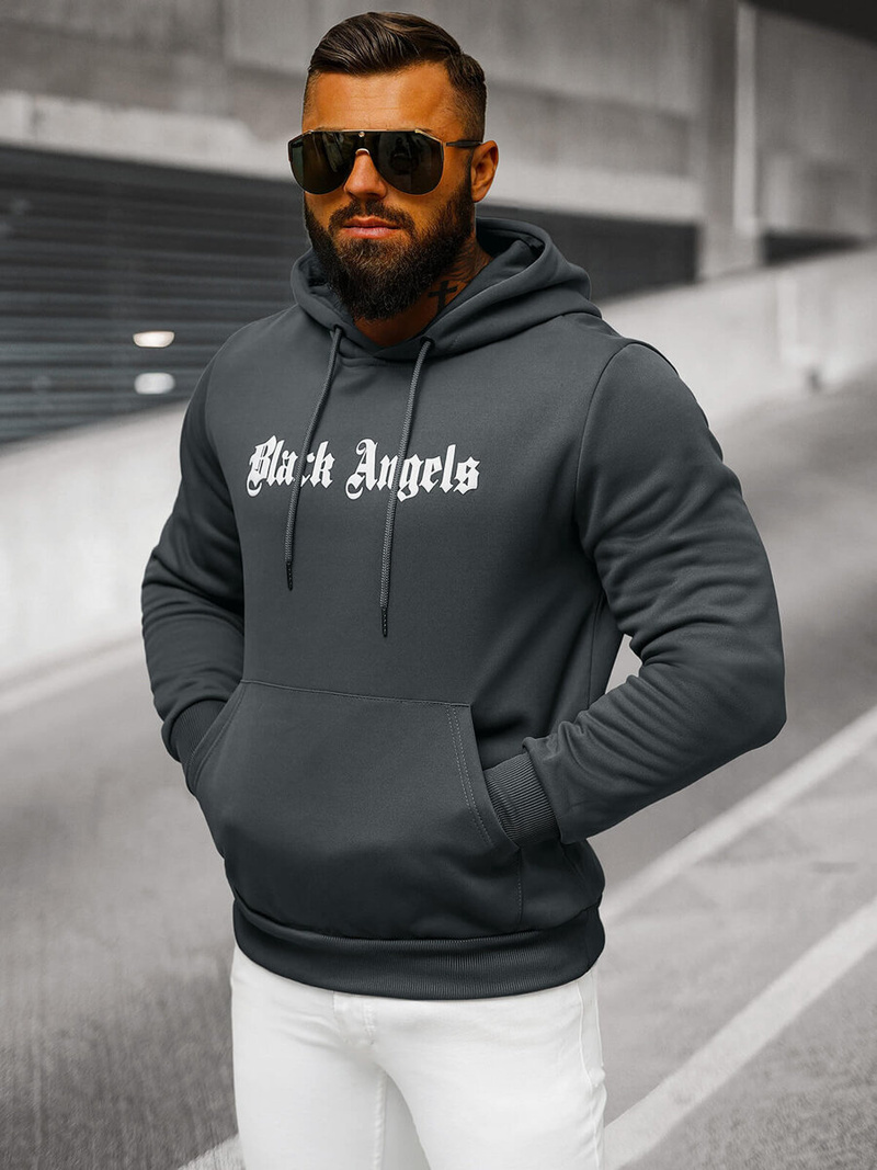 Sweatshirt à capuche homme gris foncé OZONEE JS/27B6509/5