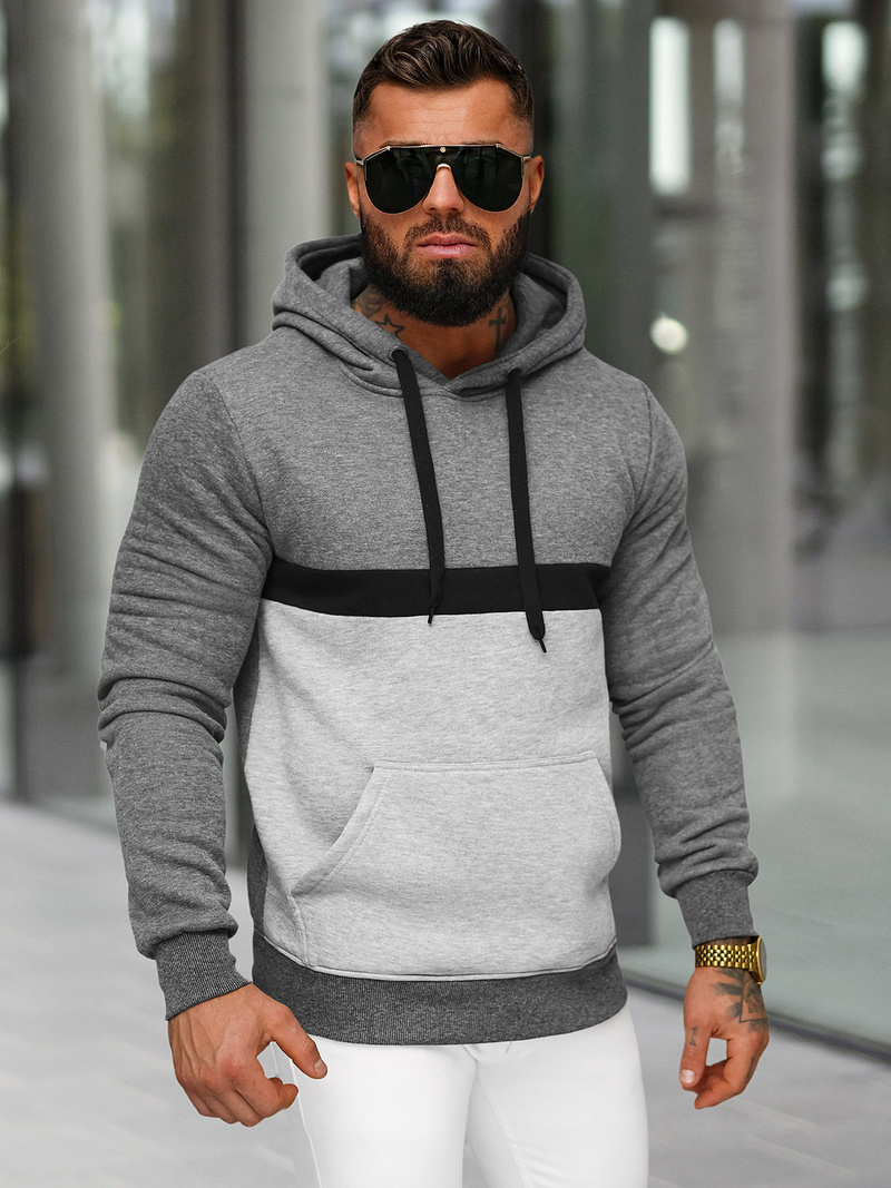 Sweatshirt à capuche homme gris foncé OZONEE JS/8B1319/5