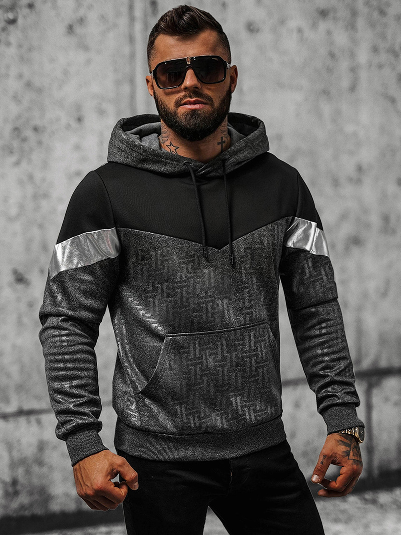 Sweatshirt à capuche homme gris foncé OZONEE O/3A77