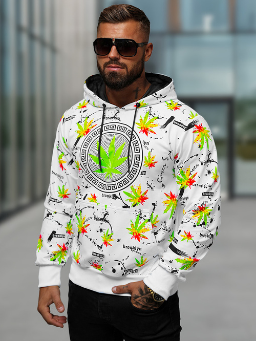 Sweatshirt à capuche homme blanc OZONEE O/HM650Z