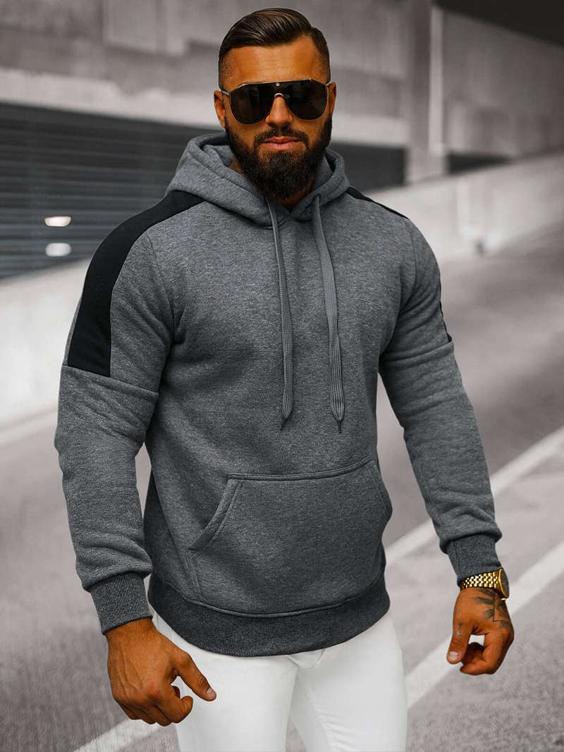 Sweatshirt à capuche homme gris foncé OZONEE JS/8B1311/5