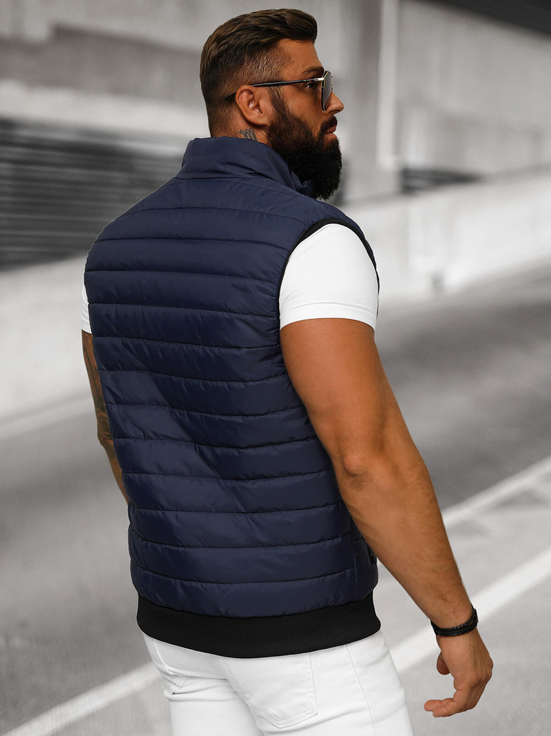 Veste Sans Manches Homme Bleu Foncé OZONEE JS/MY77Z