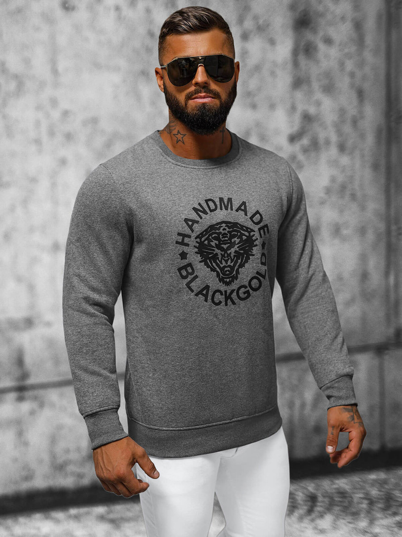 Sweatshirt Homme Gris Foncé OZONEE NB/MF2008