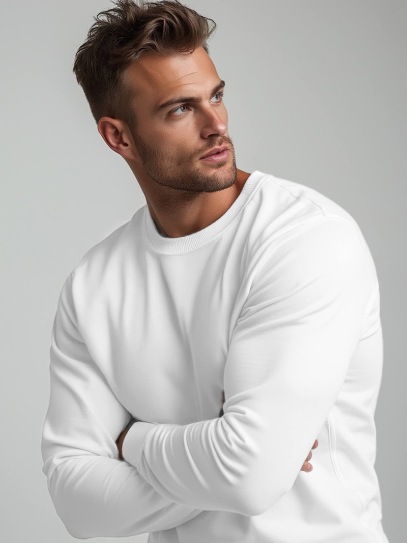 Sweatshirt Homme Blanc OZONEE JS/2001-10Z