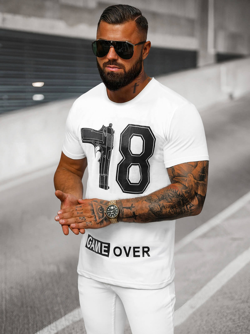 T-shirt Homme Blanc OZONEE O/T123/1Z