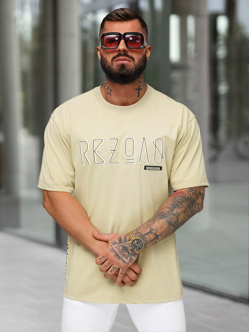 T-shirt Homme Beige OZONEE O/QQ1185