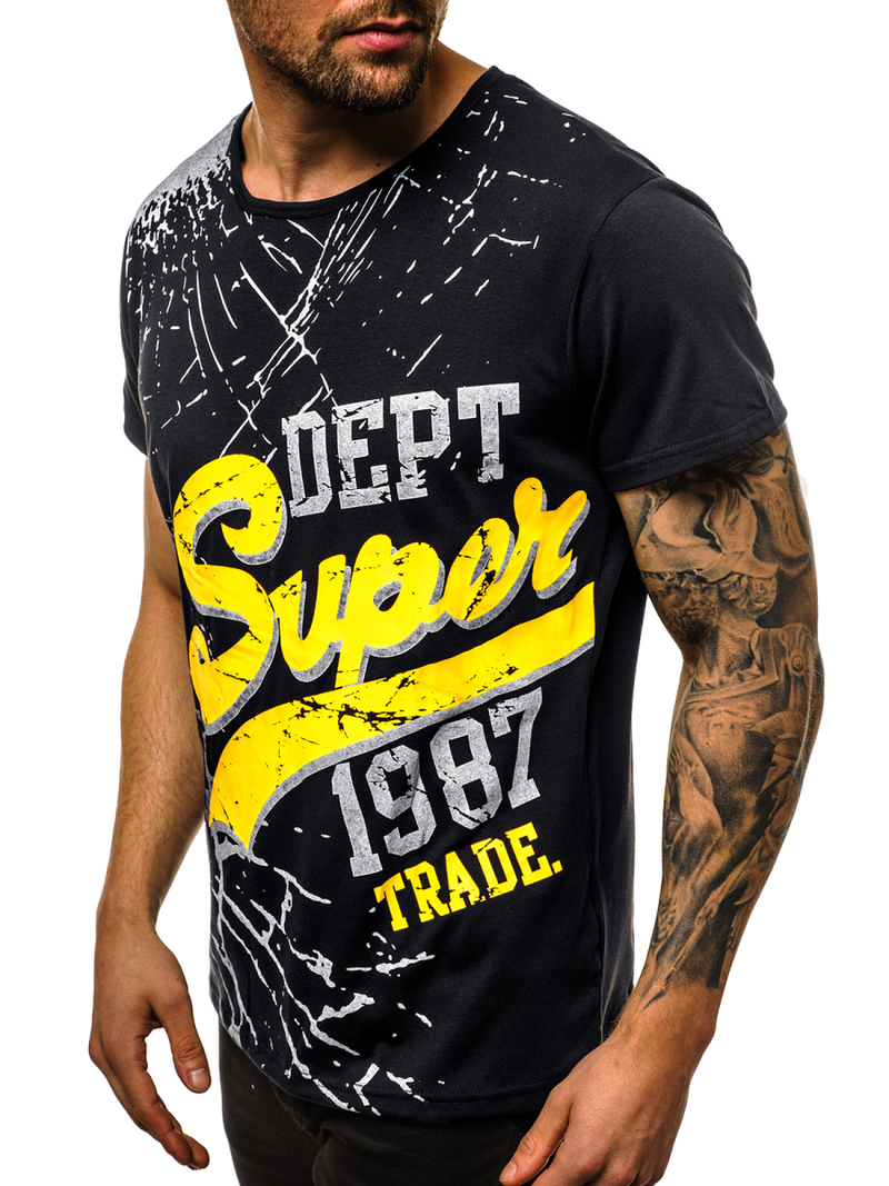 T-Shirt Homme Noir OZONEE JS/KS1942