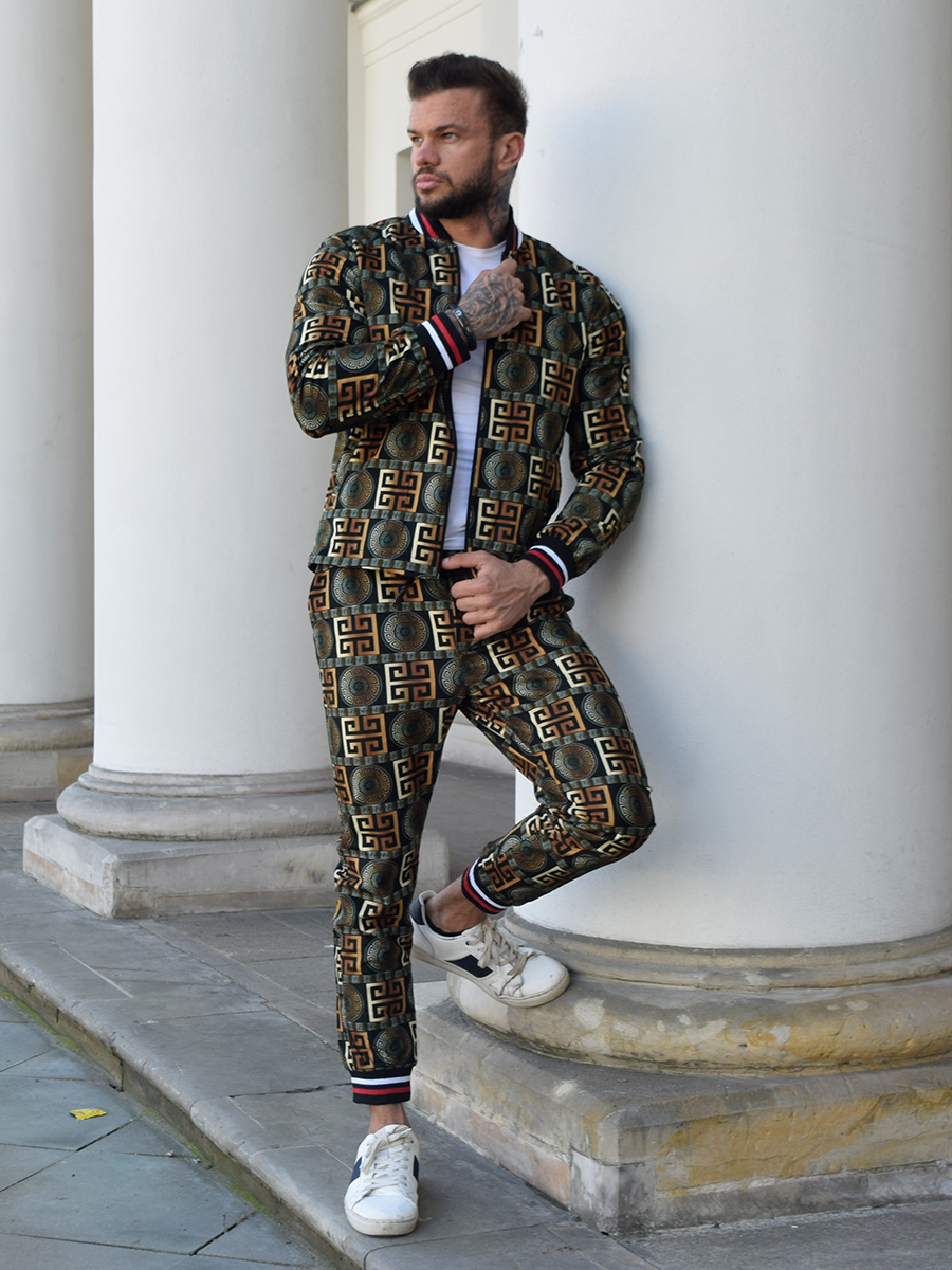 Ensemble homme veste et pantalon chino noir et or OZONEE O/5553/21 - Main Image