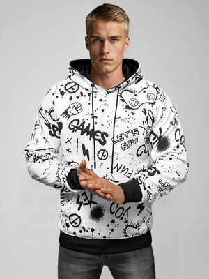 Sweatshirt à capuche homme blanc OZONEE JS/8B1227/1Z