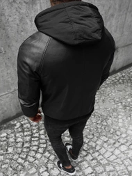 Veste en cuir homme Noir OZONEE JS/11Z8004