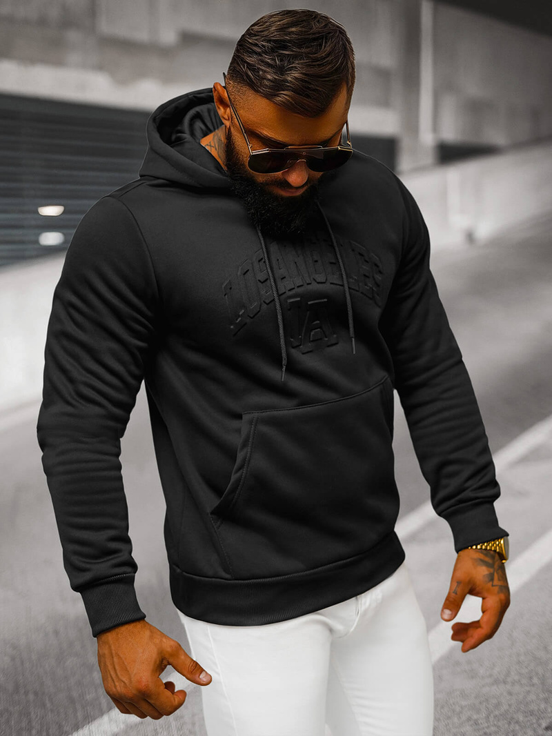 Sweatshirt à capuche homme noir OZONEE JS/27B6511/3