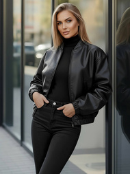 Veste en cuir femme noir OZONEE JS/11Z8281