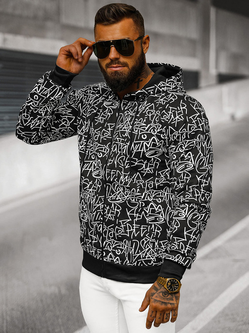 Sweatshirt à capuche homme noir OZONEE JS/8B1183/3