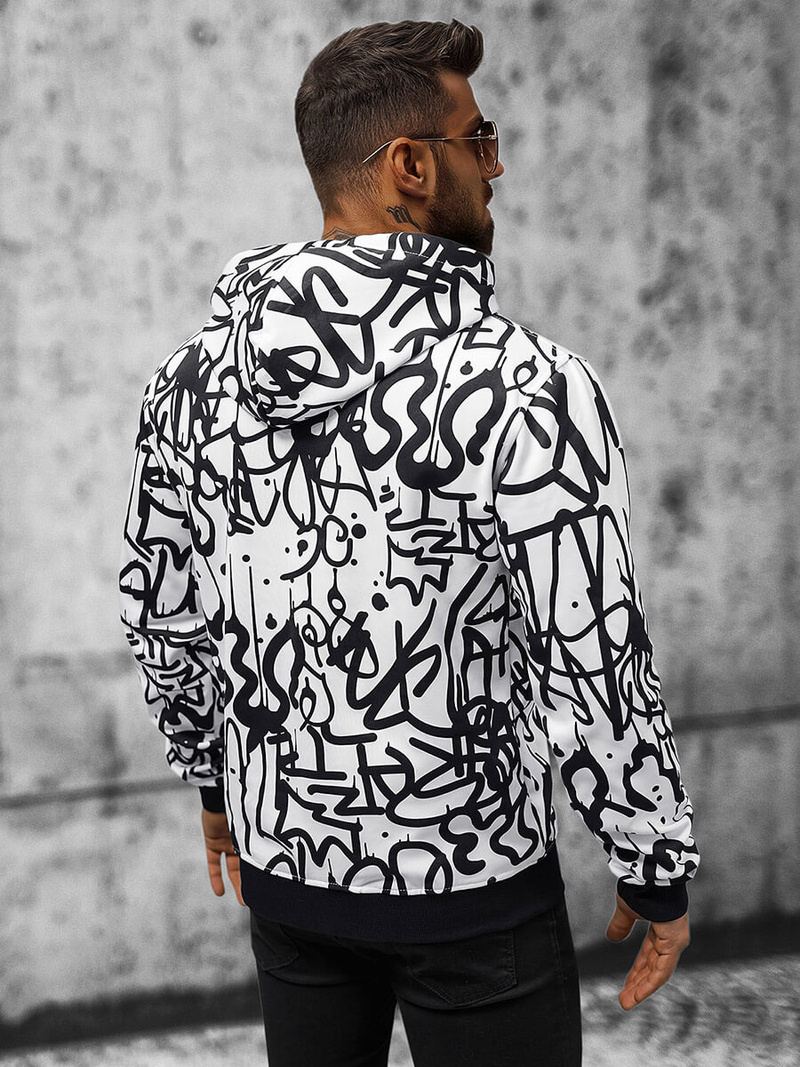 Sweatshirt à capuche homme blanc OZONEE JS/8B1151/1