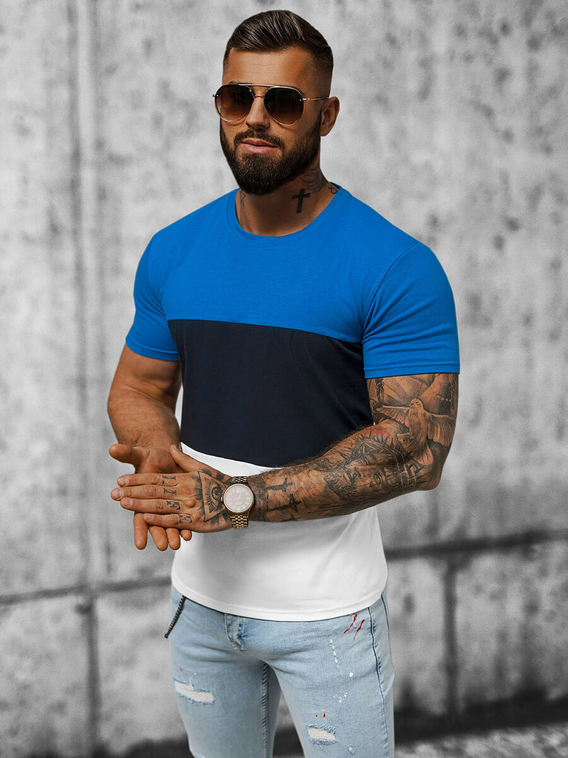T-shirt Homme Bleu OZONEE JS/8T90/3Z