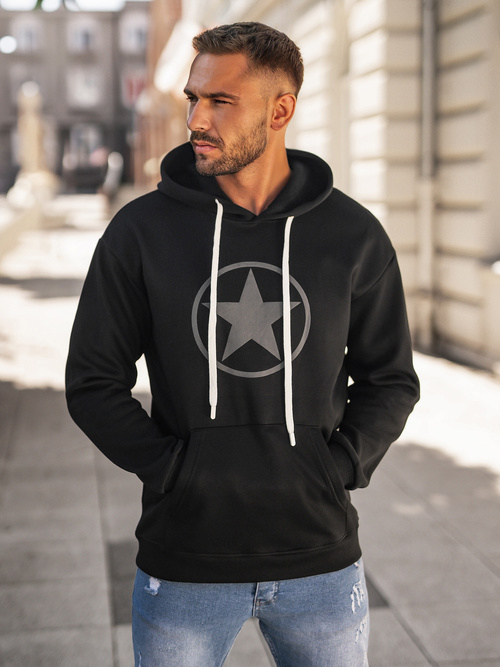 Sweatshirt à capuche homme noir OZONEE JS/65B3910/3