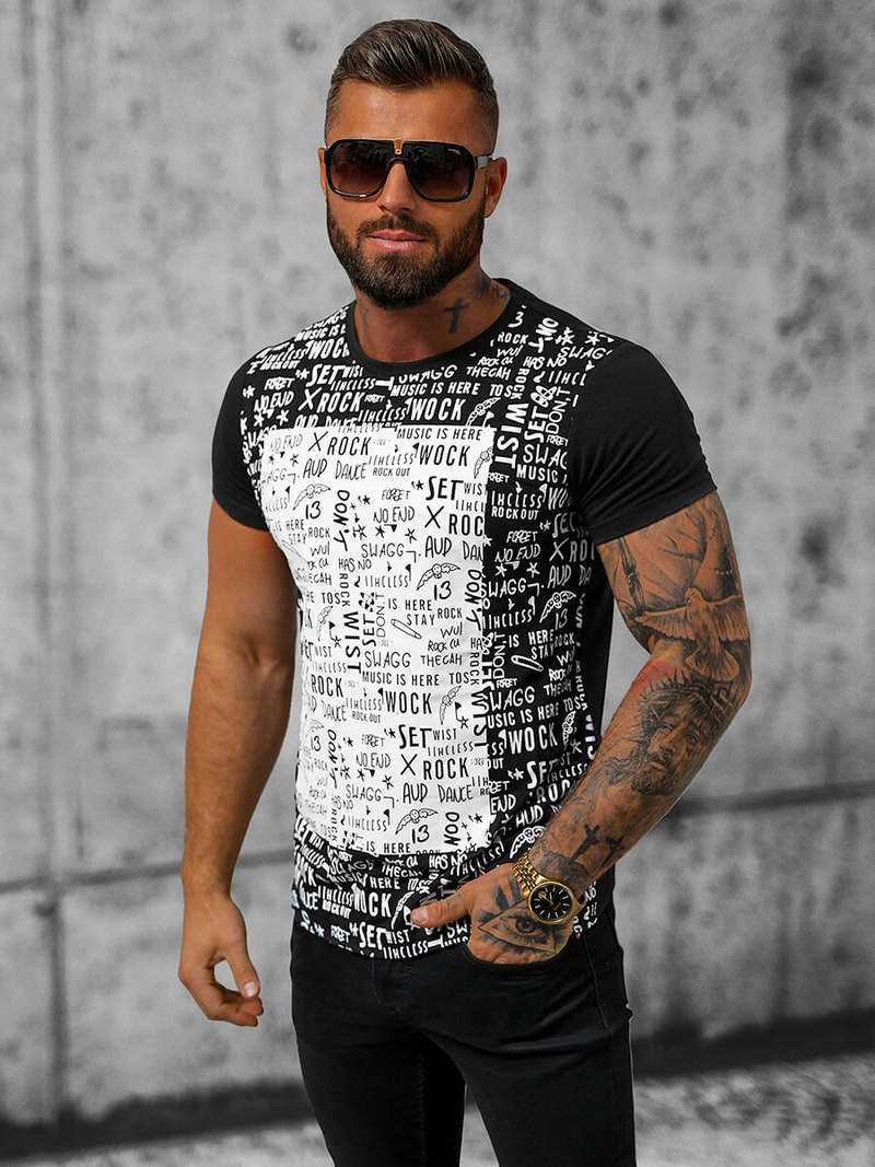 T-shirt Homme Noir OZONEE O/T122/3Z