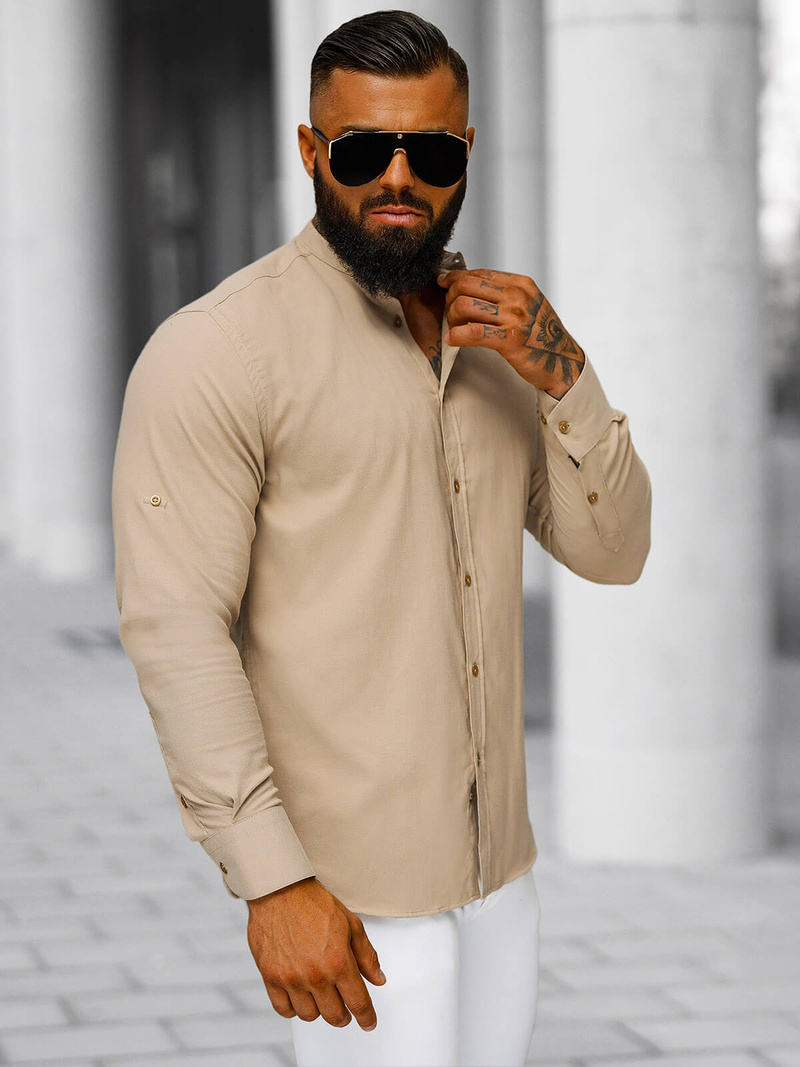 Chemise Homme Beige OZONEE O/V123