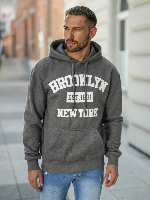 Sweatshirt à capuche homme gris foncé OZONEE JS/8B1767/5